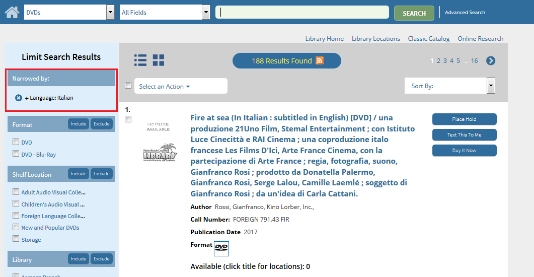 DVDs in Italian Search